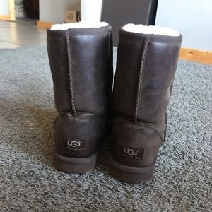 Chocolate brown leather ugg boots